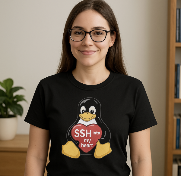 "SSH Into My Heart" Tux the Penguin Unisex Classic T-Shirt for Sysadmins and Devs